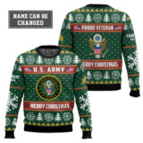 Hooktab US Army Proud Veteran - Custom Name, Rank And Years Of Service Ugly Sweater