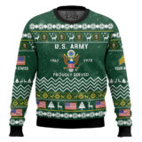Hooktab US Army Proudly Served Veteran - Custom Name, Rank And Years Of Service Ugly Sweater