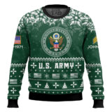 Hooktab US Army Remember-Honor-Respect - Custom Name, Rank And Years Of Service Ugly Sweater