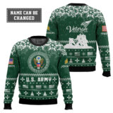 Hooktab US Army Remember-Honor-Respect - Custom Name, Rank And Years Of Service Ugly Sweater