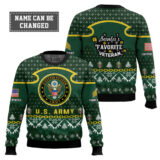 Hooktab US Army Santa's Favorite Veteran - Custom Name And Rank Ugly Sweater