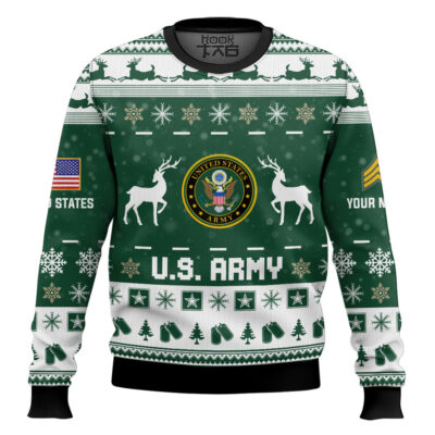 Hooktab US Army This Christmas R.E.D - Custom Name And Rank Ugly Sweater