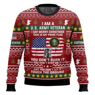 Hooktab US Army This Is My Pride Flag - Custom Name And Rank Ugly Sweater