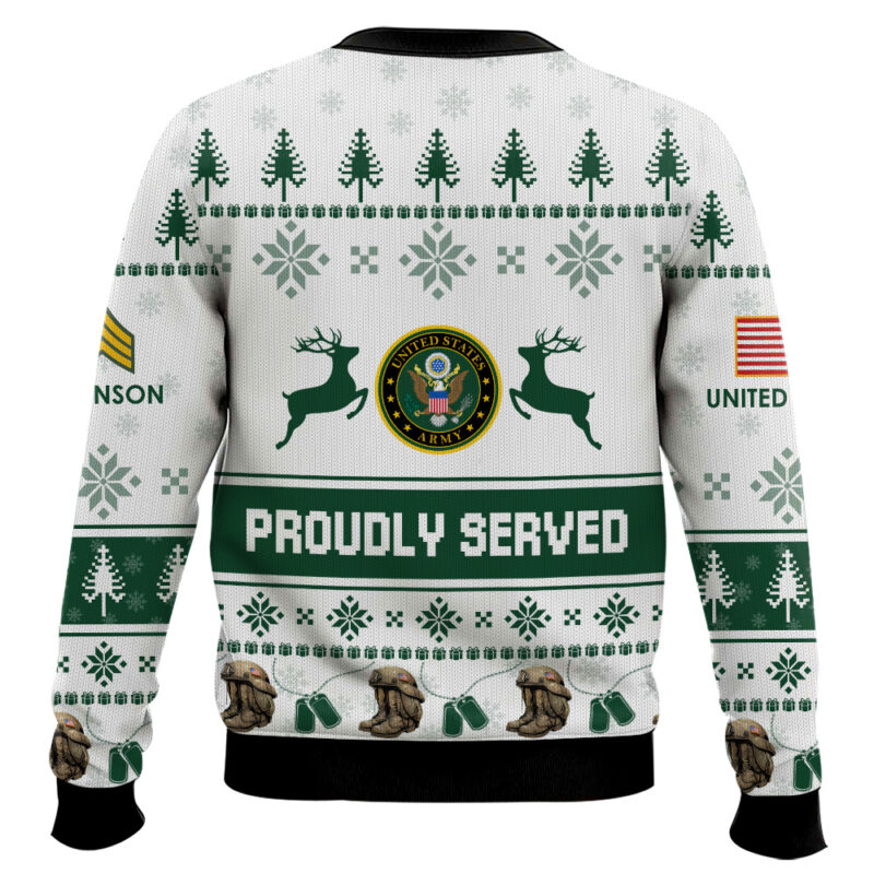 Hooktab US Army Veteran Proudly Served - Custom Name And Rank Ugly Sweater Hooktab US Army Veteran Proudly Served - Custom Name And Rank Ugly Sweater
