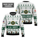 Hooktab US Army Veteran Proudly Served - Custom Name And Rank Ugly Sweater