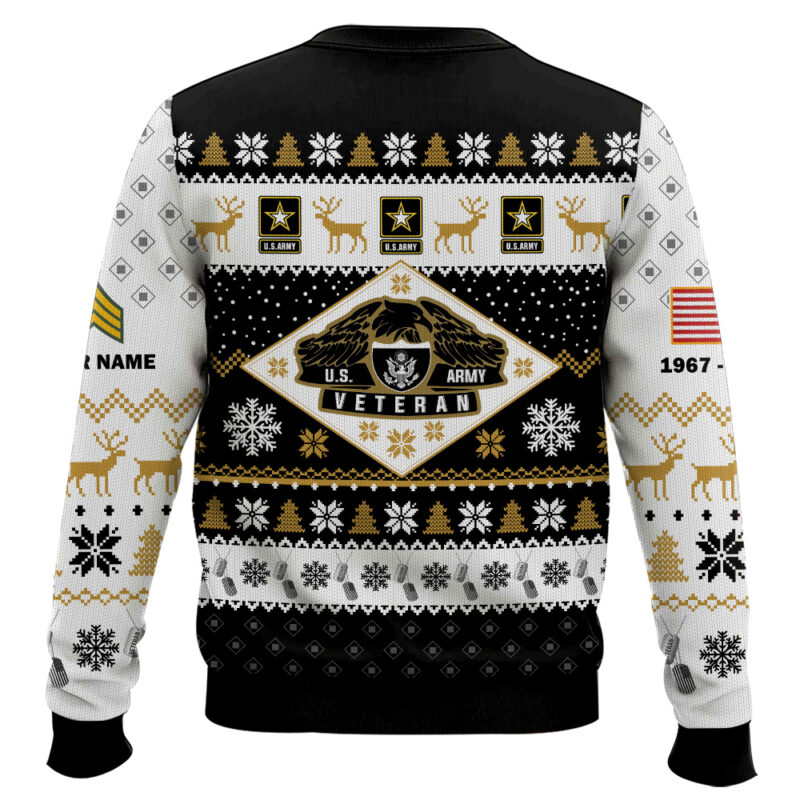 Hooktab US Army Veterans - Custom Name, Rank And Years Of Service Ugly Sweater Hooktab US Army Veterans - Custom Name, Rank And Years Of Service Ugly Sweater