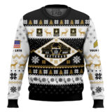 Hooktab US Army Veterans - Custom Name, Rank And Years Of Service Ugly Sweater