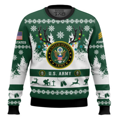 Hooktab US Army You'll Never Walk Alone - Custom Name and Rank Ugly Sweater