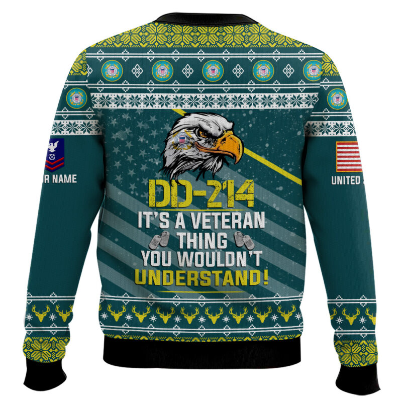 Hooktab US Coast Guard DD-214 It's A Veteran Thing You Wouldn't Understand - Custom Name And Rank Ugly Sweater Hooktab US Coast Guard DD-214 It's A Veteran Thing You Wouldn't Understand - Custom Name And Rank Ugly Sweater