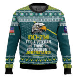 Hooktab US Coast Guard DD-214 It's A Veteran Thing You Wouldn't Understand - Custom Name And Rank Ugly Sweater