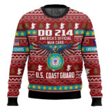 Hooktab US Coast Guard DD Form 214 - Custom Name And Rank Ugly Sweater