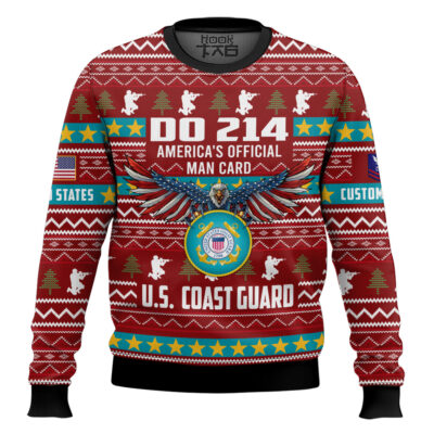 Hooktab US Coast Guard DD Form 214 - Custom Name And Rank Ugly Sweater