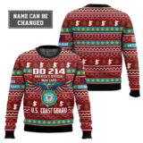 Hooktab US Coast Guard DD Form 214 - Custom Name And Rank Ugly Sweater