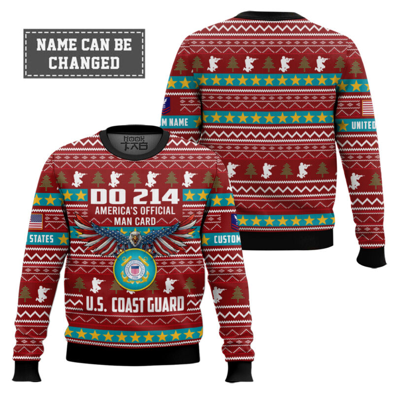 Hooktab US Coast Guard DD Form 214 - Custom Name And Rank Ugly Sweater Hooktab US Coast Guard DD Form 214 - Custom Name And Rank Ugly Sweater
