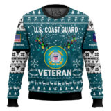 Hooktab US Coast Guard Freedom Is The Best Gift - Custom Name And Rank Ugly Sweater