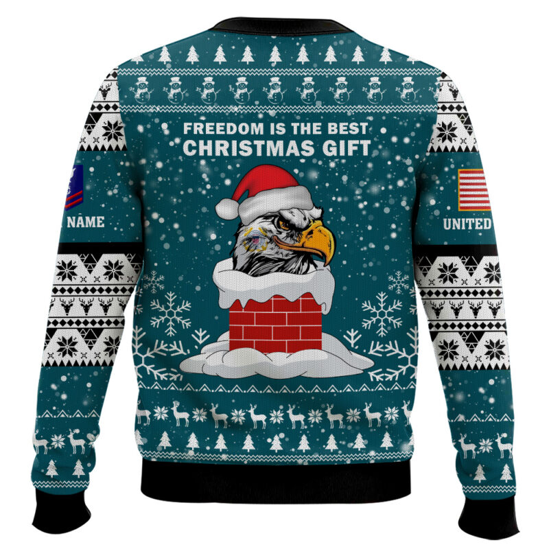 Hooktab US Coast Guard Freedom Is The Best Gift - Custom Name And Rank Ugly Sweater Hooktab US Coast Guard Freedom Is The Best Gift - Custom Name And Rank Ugly Sweater