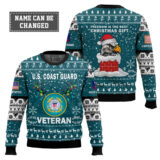 Hooktab US Coast Guard Freedom Is The Best Gift - Custom Name And Rank Ugly Sweater