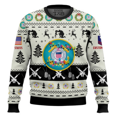 Hooktab US Coast Guard Honor the Fallen! - Custom Name And Rank Ugly Sweater