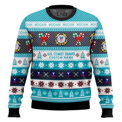 Hooktab US Coast Guard Hooah! - Custom Name Ugly Sweater
