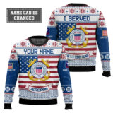 Hooktab US Coast Guard I Served - Custom Name, Rank And Years Of Service Ugly Sweater