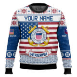 Hooktab US Coast Guard I Served - Custom Name, Rank And Years Of Service Ugly Sweater