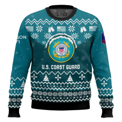 Hooktab US Coast Guard I Served My Country - Custom Name, Rank And Years Of Service Ugly Sweater