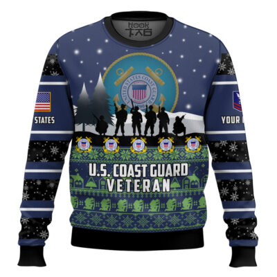 Hooktab US Coast Guard I Walked The Walk - Custom Name And Rank Ugly Sweater