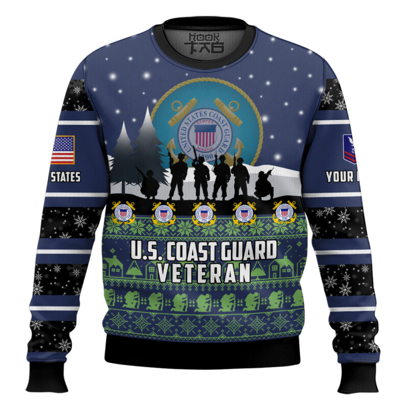 Hooktab US Coast Guard I Walked The Walk - Custom Name And Rank Ugly Sweater