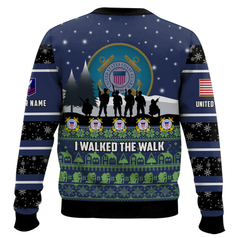 Hooktab US Coast Guard I Walked The Walk - Custom Name And Rank Ugly Sweater Hooktab US Coast Guard I Walked The Walk - Custom Name And Rank Ugly Sweater