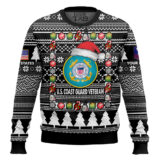 Hooktab US Coast Guard I'm A Veteran, Of Course I'm On The Nice List - Custom Name And Rank Ugly Sweater