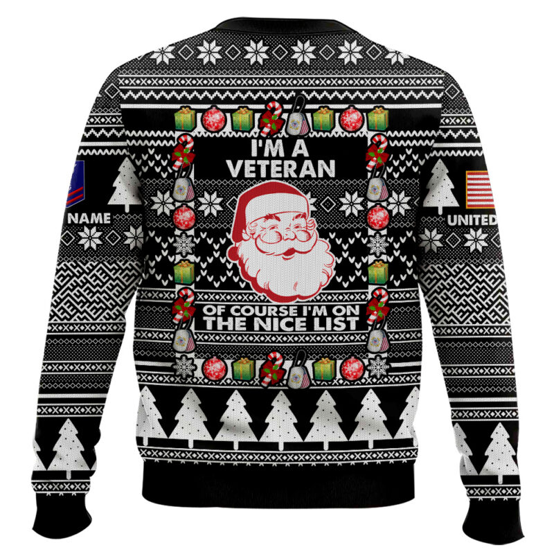 Hooktab US Coast Guard I'm A Veteran, Of Course I'm On The Nice List - Custom Name And Rank Ugly Sweater Hooktab US Coast Guard I'm A Veteran, Of Course I'm On The Nice List - Custom Name And Rank Ugly Sweater