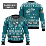Hooktab US Coast Guard I'm Veteran Not A Sucker Or A Loser - Custom Name, Rank And Year Of Service Ugly Sweater