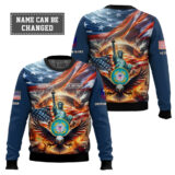 Hooktab US Coast Guard Liberty Eagle - Custom Name, Rank And Years Of Service Ugly Sweater