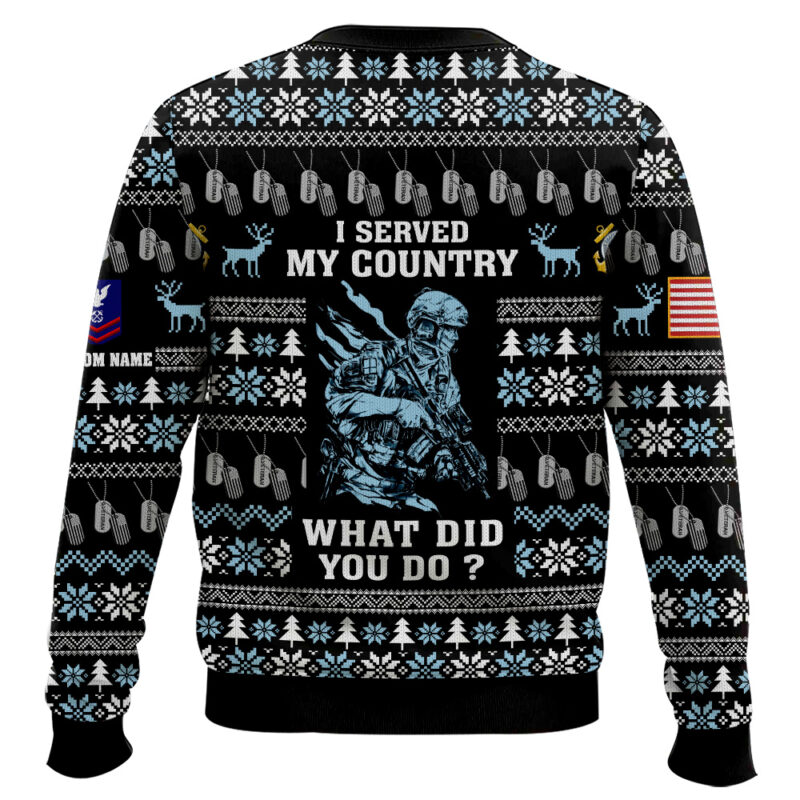 Hooktab US Coast Guard Liberty Eagle I Served My Country - Custom Name And Rank Ugly Sweater Hooktab US Coast Guard Liberty Eagle I Served My Country - Custom Name And Rank Ugly Sweater