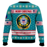 Hooktab US Coast Guard Merry Christmas Brothers And Sisters - Custom Name And Rank Ugly Sweater