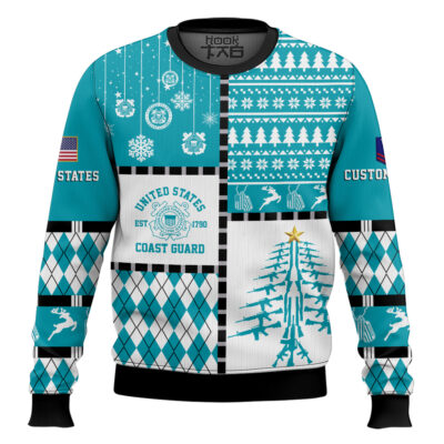 Hooktab US Coast Guard Merry Christmas Veteran - Custom Name And Rank Ugly Sweater