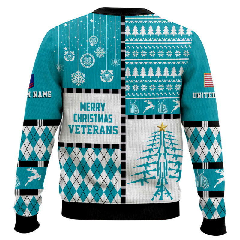 Hooktab US Coast Guard Merry Christmas Veteran - Custom Name And Rank Ugly Sweater Hooktab US Coast Guard Merry Christmas Veteran - Custom Name And Rank Ugly Sweater