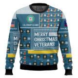 Hooktab US Coast Guard Merry Christmas Veterans - Custom Name And Rank Ugly Sweater