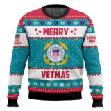 Hooktab US Coast Guard Merry Vetmas - Custom Name And Years Of Service Ugly Sweater