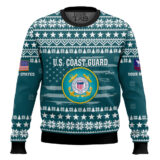 Hooktab US Coast Guard My Time In Uniform Is Over But Being A Veteran Never Ends - Custom Name And Rank Ugly Sweater