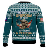 Hooktab US Coast Guard My Time In Uniform Is Over But Being A Veteran Never Ends - Custom Name And Rank Ugly Sweater