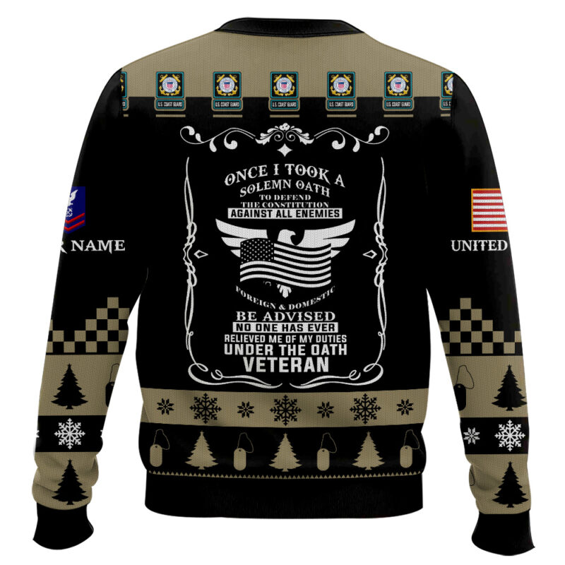 Hooktab US Coast Guard Once I Took a Solemn Oath - Custom Name And Rank Ugly Sweater Hooktab US Coast Guard Once I Took a Solemn Oath - Custom Name And Rank Ugly Sweater