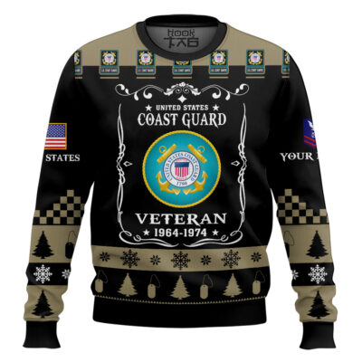 Hooktab US Coast Guard Once I Took a Solemn Oath - Custom Name And Rank Ugly Sweater