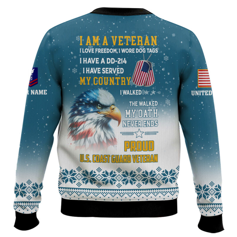 Hooktab US Coast Guard One More Beer For The Veteran Here - Custom Name And Rank Ugly Sweater Hooktab US Coast Guard One More Beer For The Veteran Here - Custom Name And Rank Ugly Sweater