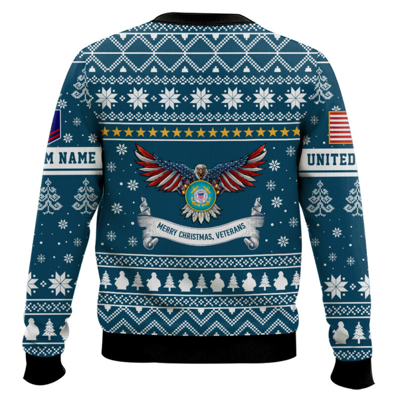 Hooktab US Coast Guard Proud Veteran - Custom Name And Rank Ugly Sweater Hooktab US Coast Guard Proud Veteran - Custom Name And Rank Ugly Sweater