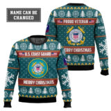Hooktab US Coast Guard Proud Veteran - Custom Name, Rank And Years Of Service Ugly Sweater