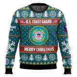 Hooktab US Coast Guard Proud Veteran - Custom Name, Rank And Years Of Service Ugly Sweater