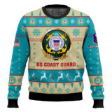 Hooktab US Coast Guard Proudly Served - Custom Name And Rank Ugly Sweater