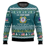 Hooktab US Coast Guard Proudly Served Veteran - Custom Name, Rank And Years Of Service Ugly Sweater