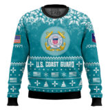 Hooktab US Coast Guard Remember-Honor-Respect - Custom Name, Rank And Years Of Service Ugly Sweater